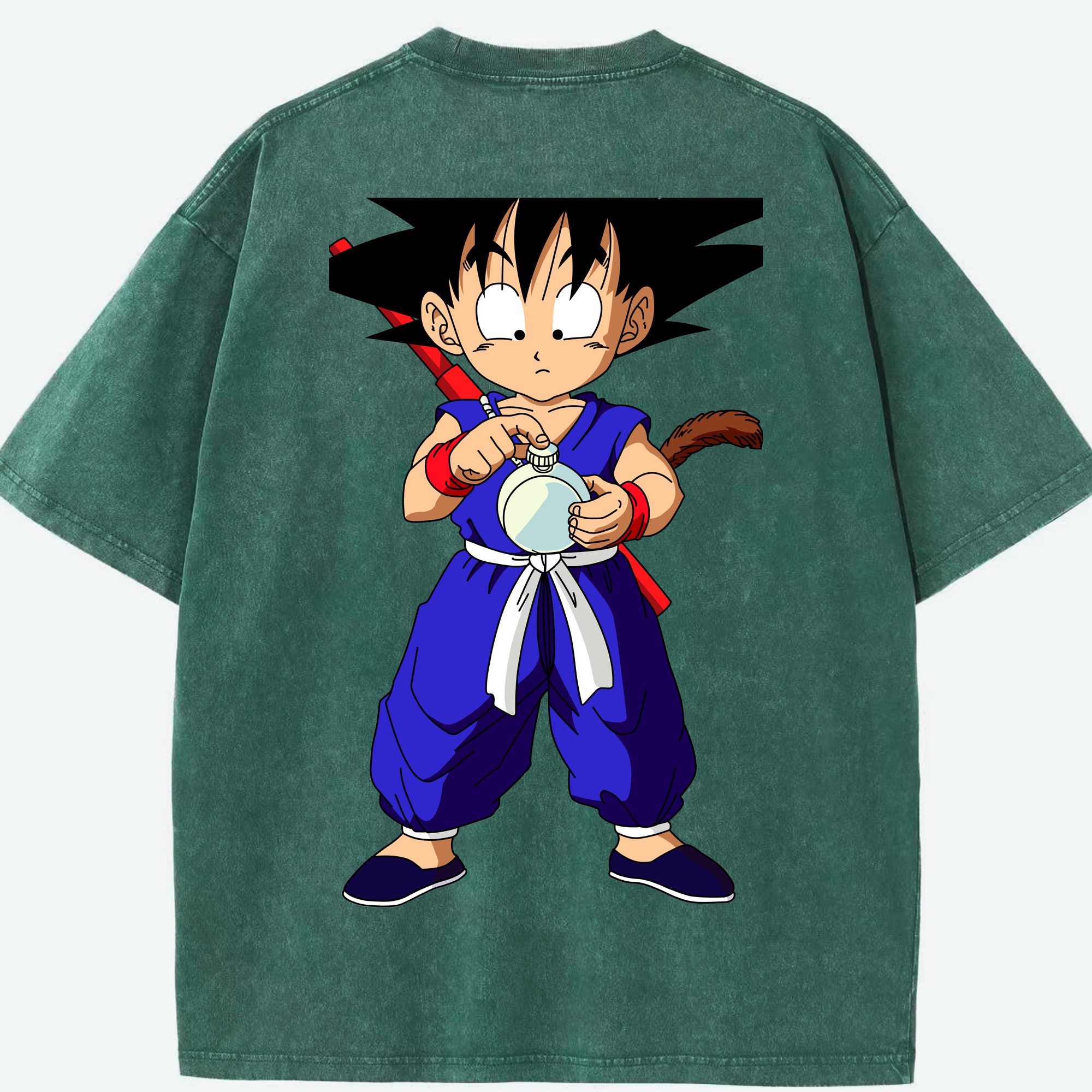 （画像用） ドラゴンボール 孫悟空（そん ごくう）Son Goku カカロット DRAGON BALL Kakarotto 綿100% ヴィンテージ風 半袖Tシャツ（背面プリント）